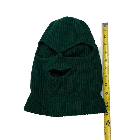 Vintage Green Knit Full Face 3 Hole Ski Balaclava Robber Mask Winter - Picture 3 of 3